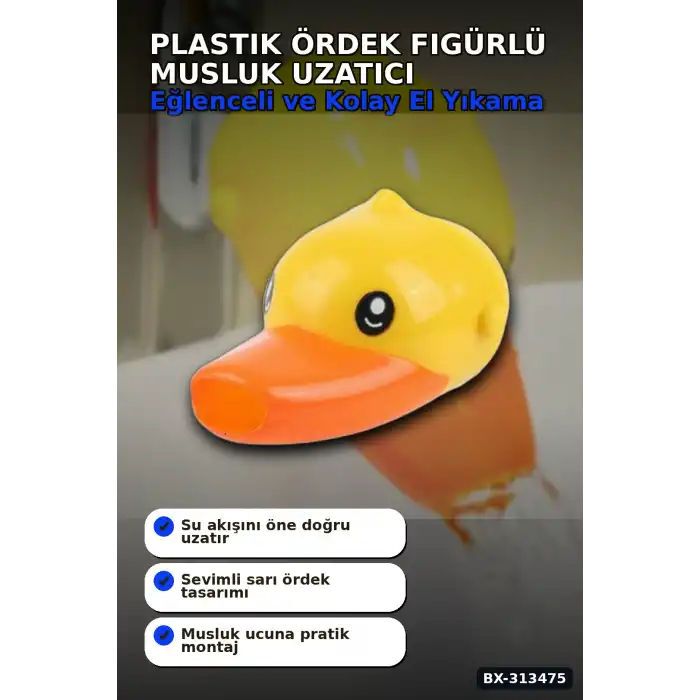 Plastik Ördek Figürlü Musluk Uzatıcı Başlık Aparatı 1 Adet Çocuk El Yıkama BX-313475