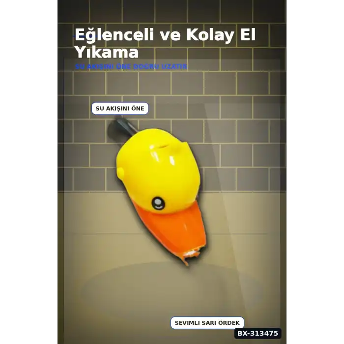 Plastik Ördek Figürlü Musluk Uzatıcı Başlık Aparatı 1 Adet Çocuk El Yıkama BX-313475