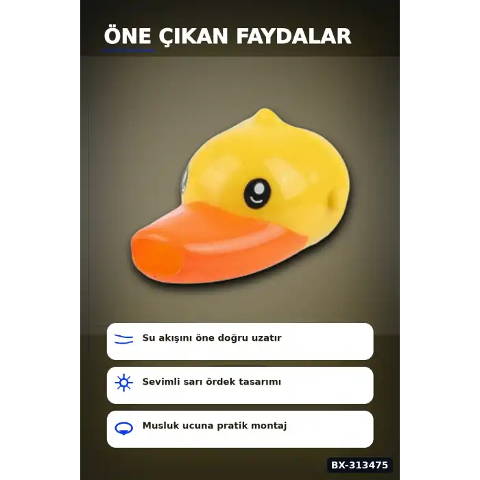Plastik Ördek Figürlü Musluk Uzatıcı Başlık Aparatı 1 Adet Çocuk El Yıkama BX-313475