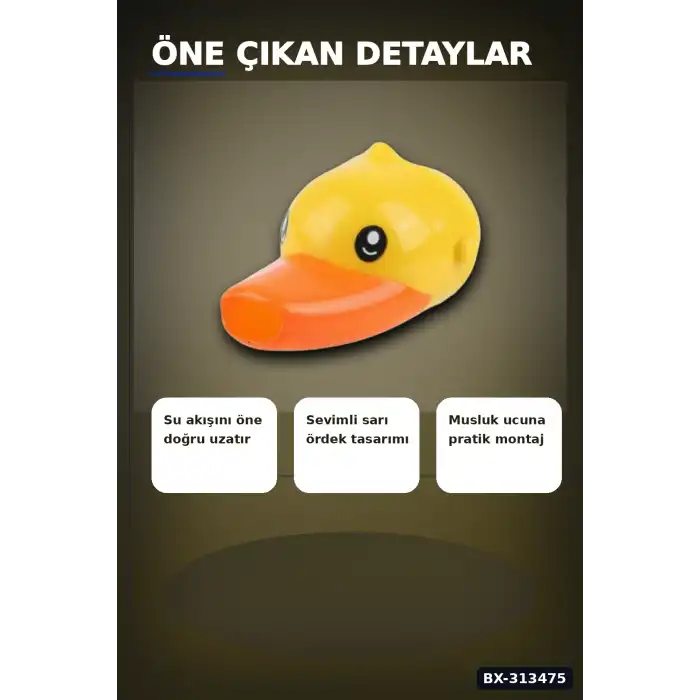 Plastik Ördek Figürlü Musluk Uzatıcı Başlık Aparatı 1 Adet Çocuk El Yıkama BX-313475