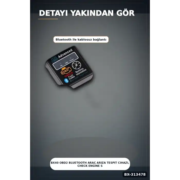 Bx40 OBD2 Bluetooth Araç Arıza Tespit Cihazı, Check Engine Sıfırlama, Scanner 1 Adet BX-313478