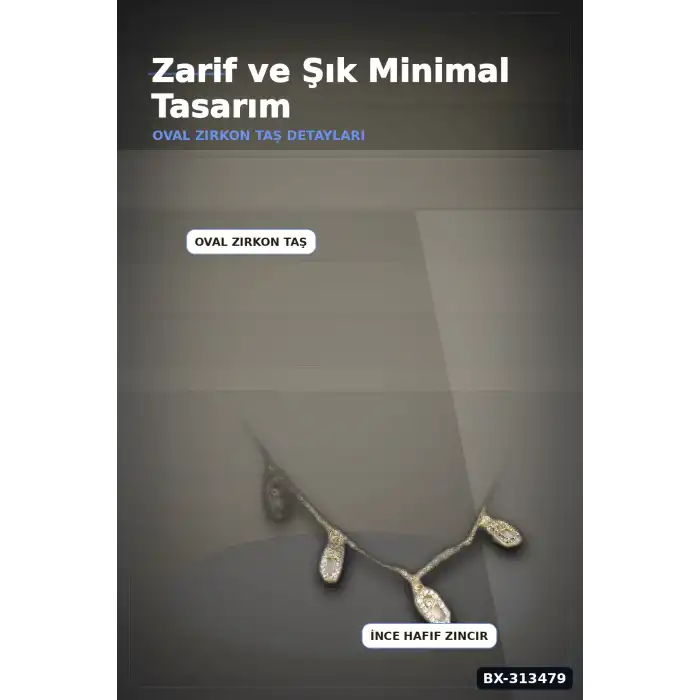 45 Cm Pirinç Minimal Messika Model Zirkon Taşlı Kadın Kolye - Zarif Takı BX-313479