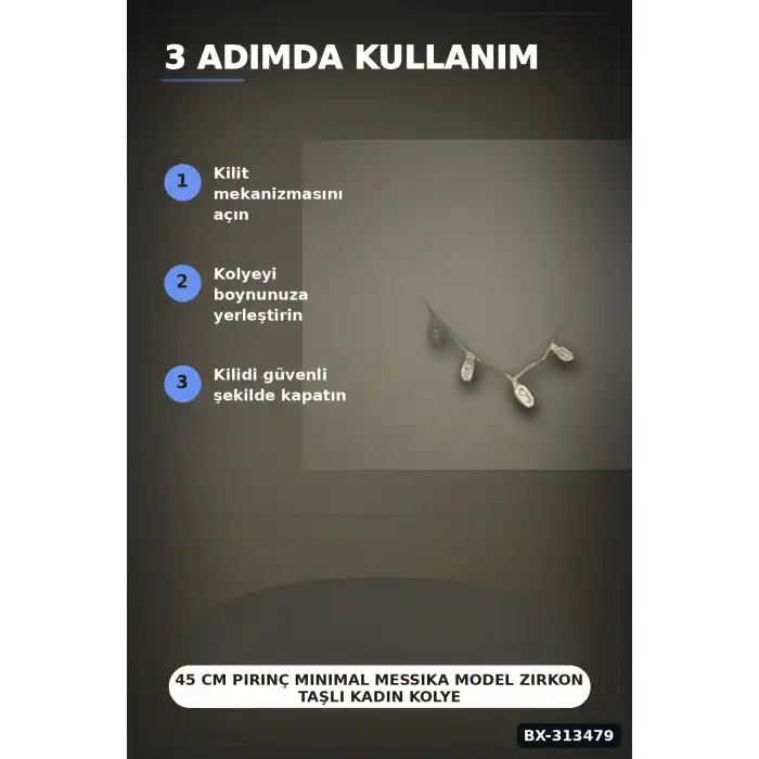 45 Cm Pirinç Minimal Messika Model Zirkon Taşlı Kadın Kolye - Zarif Takı BX-313479