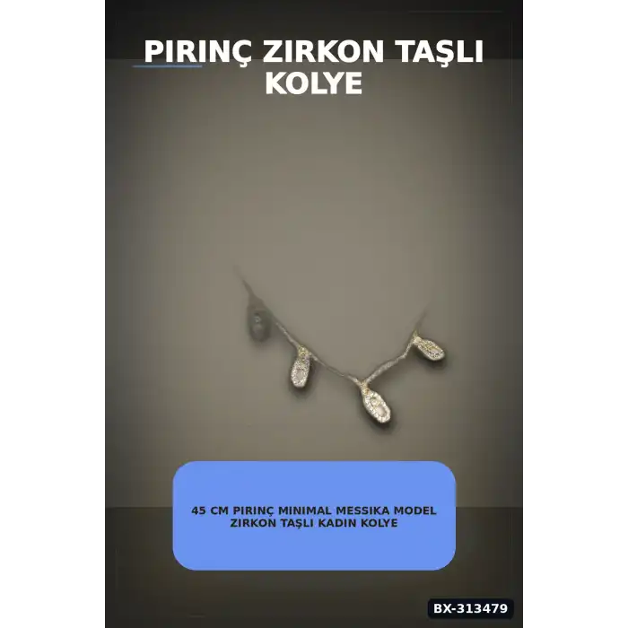 45 Cm Pirinç Minimal Messika Model Zirkon Taşlı Kadın Kolye - Zarif Takı BX-313479