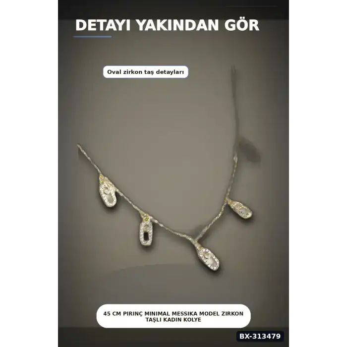 45 Cm Pirinç Minimal Messika Model Zirkon Taşlı Kadın Kolye - Zarif Takı BX-313479