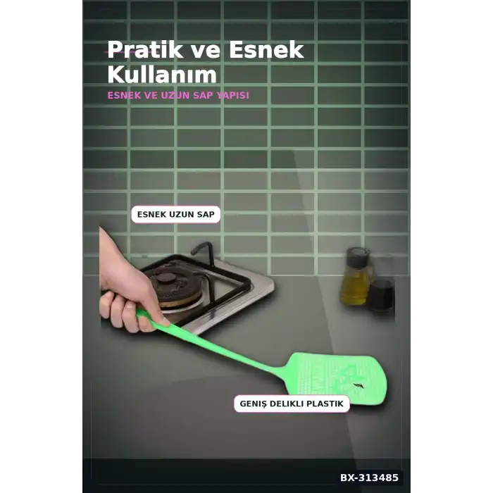 Esnek Saplı Geniş Delikli Sinek Raketi 1 Adet Ev Ofis Bahçe Yazlık Kullanımı BX-313485