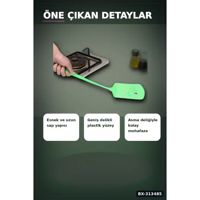 Esnek Saplı Geniş Delikli Sinek Raketi 1 Adet Ev Ofis Bahçe Yazlık Kullanımı BX-313485