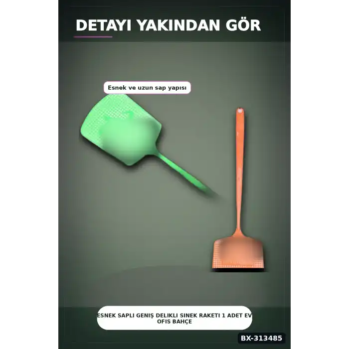 Esnek Saplı Geniş Delikli Sinek Raketi 1 Adet Ev Ofis Bahçe Yazlık Kullanımı BX-313485