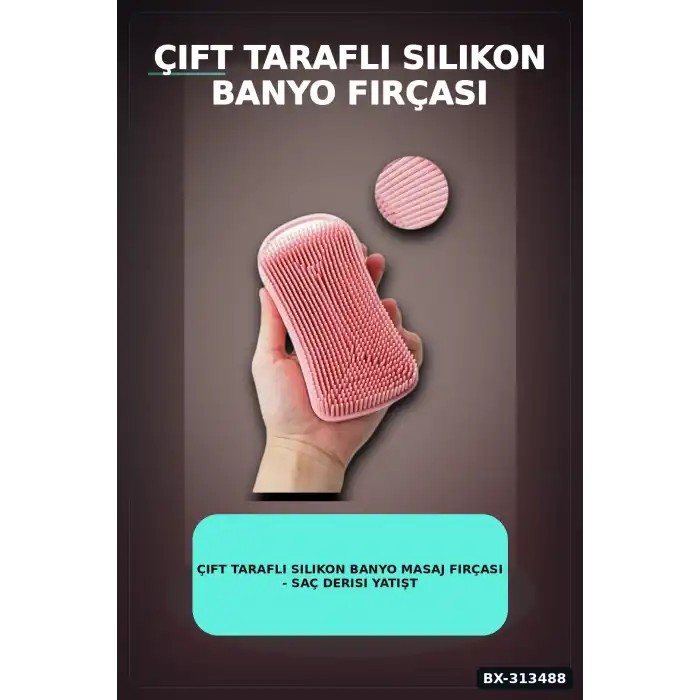Çift Taraflı Silikon Banyo Masaj Fırçası - Saç Derisi Yatıştırıcı Taraklı 1 Adet BX-313488