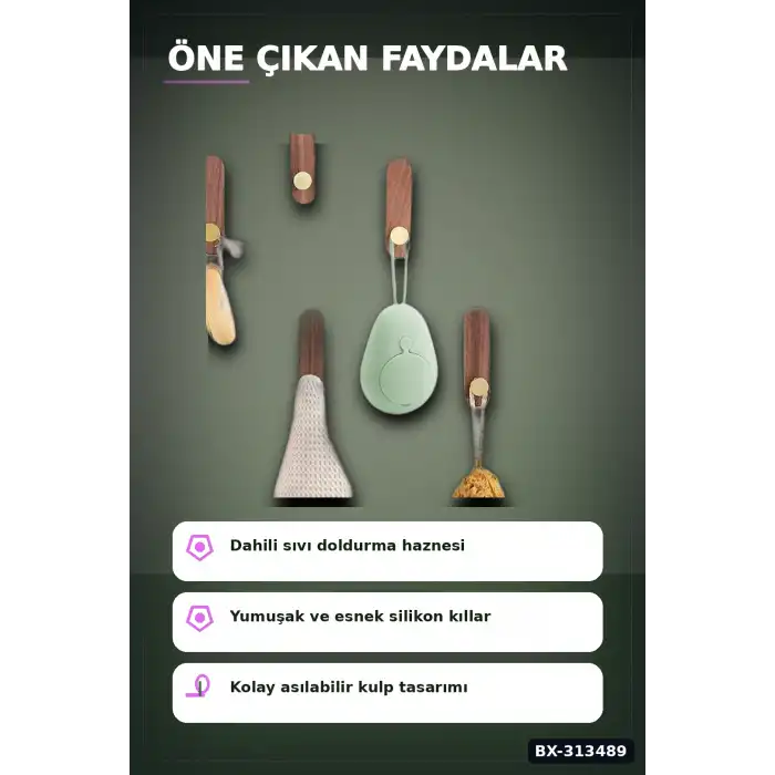 Sıvı Hazneli Yumuşak Silikon Duş Masaj Fırçası - Askılı Ergonomik 1 Adet BX-313489