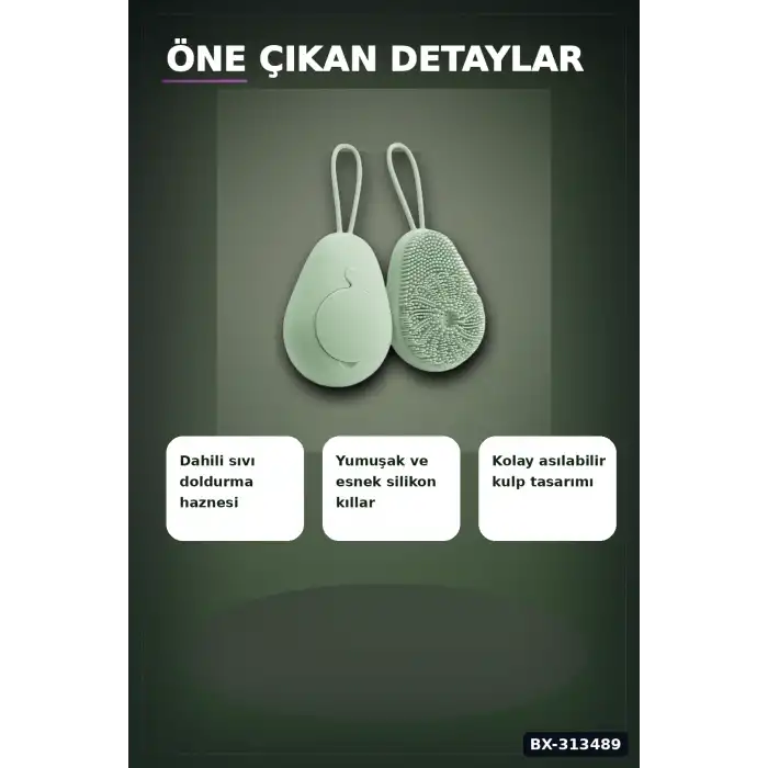 Sıvı Hazneli Yumuşak Silikon Duş Masaj Fırçası - Askılı Ergonomik 1 Adet BX-313489