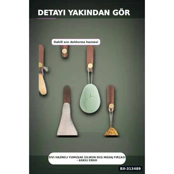 Sıvı Hazneli Yumuşak Silikon Duş Masaj Fırçası - Askılı Ergonomik 1 Adet BX-313489
