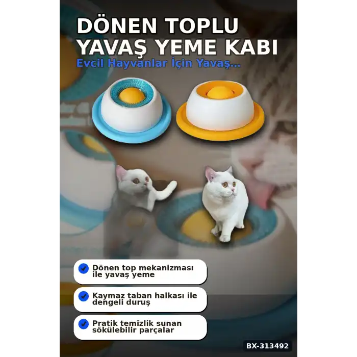 Dönen Toplu 15 cm Yavaş Yeme Kabı - Sıvı Mama ve Ödül İçin, Kedi Köpek Aksesuarı BX-313492