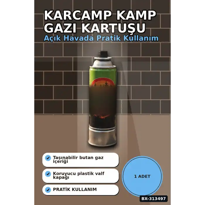Valfli Standart 220 g Kamp Ocağı Kartuşu - 1 Adet Taşınabilir Doğa Gazı BX-313497