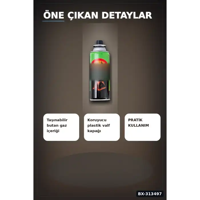 Valfli Standart 220 g Kamp Ocağı Kartuşu - 1 Adet Taşınabilir Doğa Gazı BX-313497