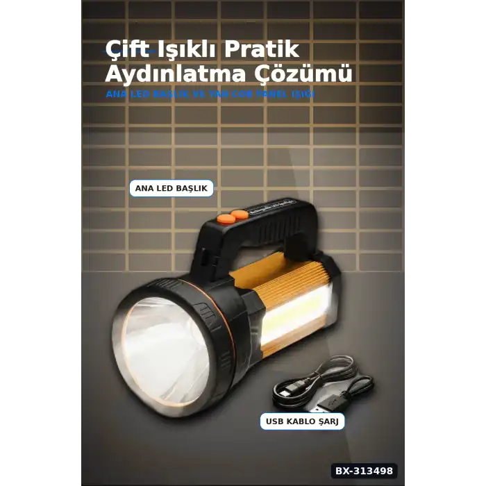 Çok Modlu 800W Acil Durum El Feneri - 800m Menzilli - Kamp Ve Doğa Aktiviteleri İçin BX-313498