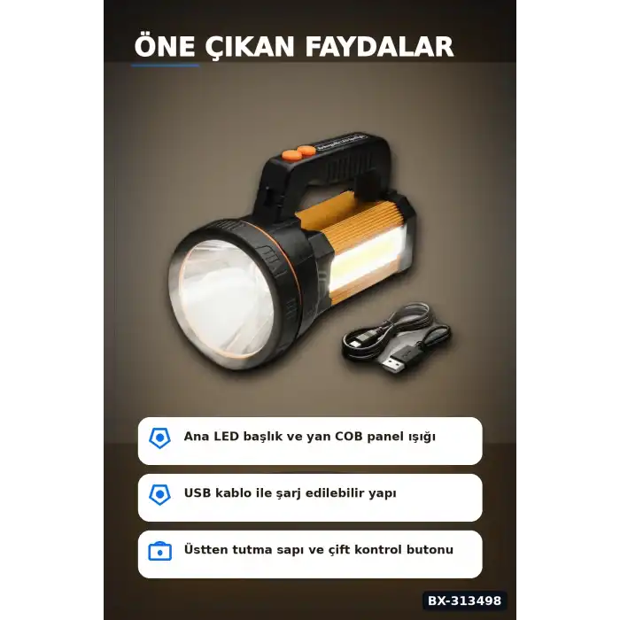 Çok Modlu 800W Acil Durum El Feneri - 800m Menzilli - Kamp Ve Doğa Aktiviteleri İçin BX-313498