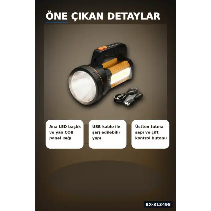 Çok Modlu 800W Acil Durum El Feneri - 800m Menzilli - Kamp Ve Doğa Aktiviteleri İçin BX-313498