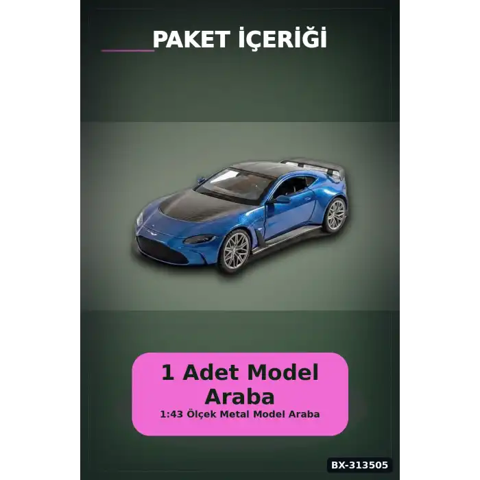 Metal 1:43 Aston Martin Vantage Çek Bırak Model Araba - Hediye Oyuncak BX-313505