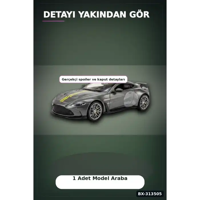 Metal 1:43 Aston Martin Vantage Çek Bırak Model Araba - Hediye Oyuncak BX-313505