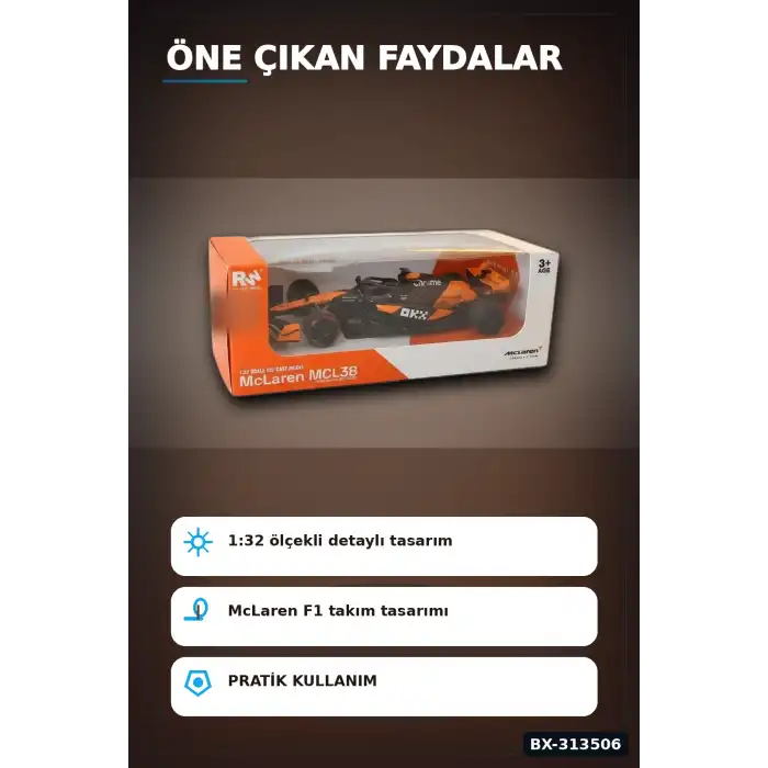 1:32 Lisanslı McLaren F1 Metal Model Araba - Çek Bırak Oyuncak, Hediye BX-313506