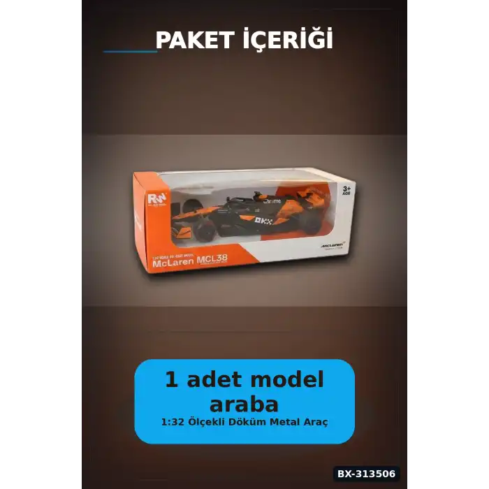 1:32 Lisanslı McLaren F1 Metal Model Araba - Çek Bırak Oyuncak, Hediye BX-313506