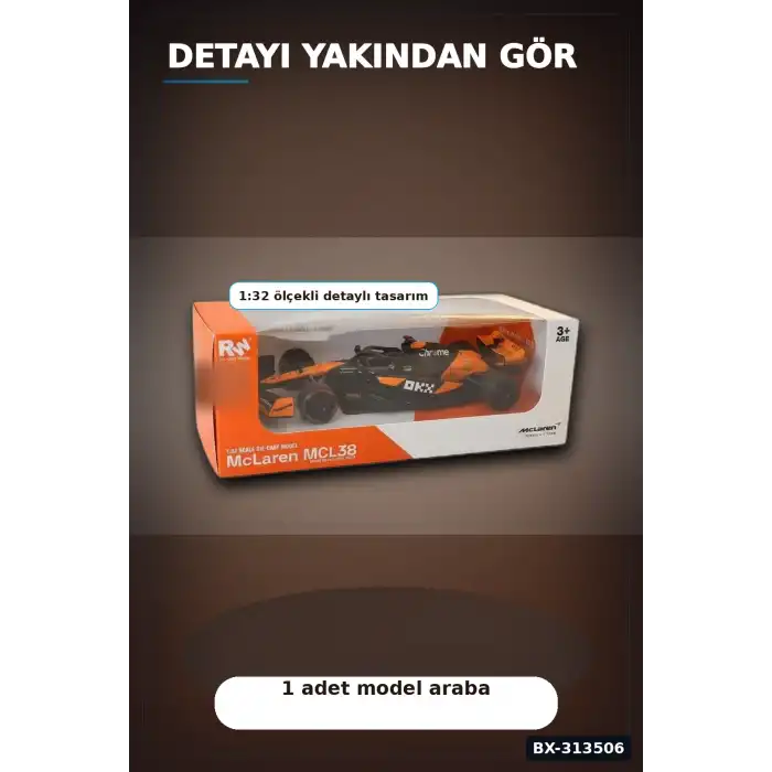 1:32 Lisanslı McLaren F1 Metal Model Araba - Çek Bırak Oyuncak, Hediye BX-313506