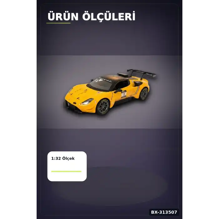 1:32 Ölçekli Maserati GT2 Çek Bırak Araba - Lisanslı Model, 1 Adet Oyuncak Araba BX-313507