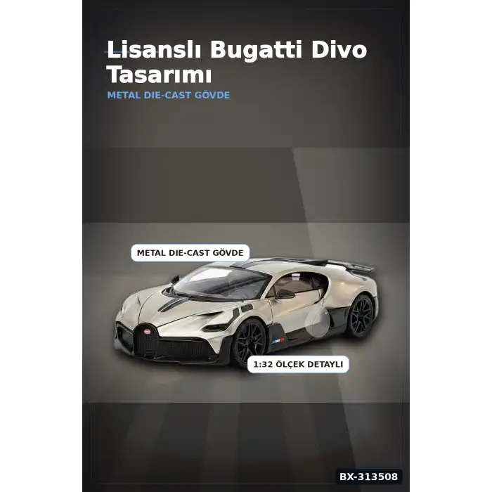 1:32 Ölçek Bugatti Divo Metal Diecast Model Araba - Çek Bırak Özellikli, Lisanslı BX-313508