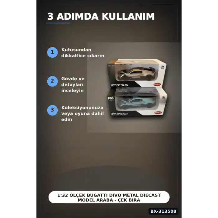 1:32 Ölçek Bugatti Divo Metal Diecast Model Araba - Çek Bırak Özellikli, Lisanslı BX-313508