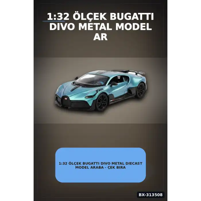 1:32 Ölçek Bugatti Divo Metal Diecast Model Araba - Çek Bırak Özellikli, Lisanslı BX-313508