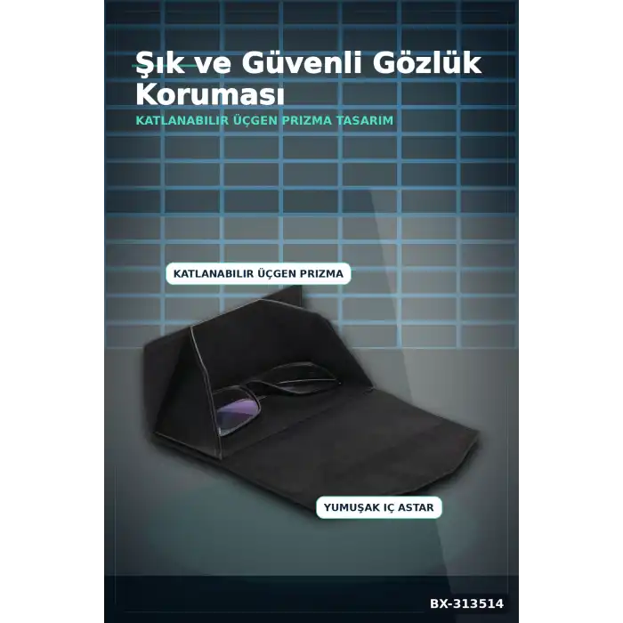El Işi Hakiki Deri Siyah Gözlük Kılıfı 15.5x6 Cm Erkek Kadın Hediyelik BX-313514