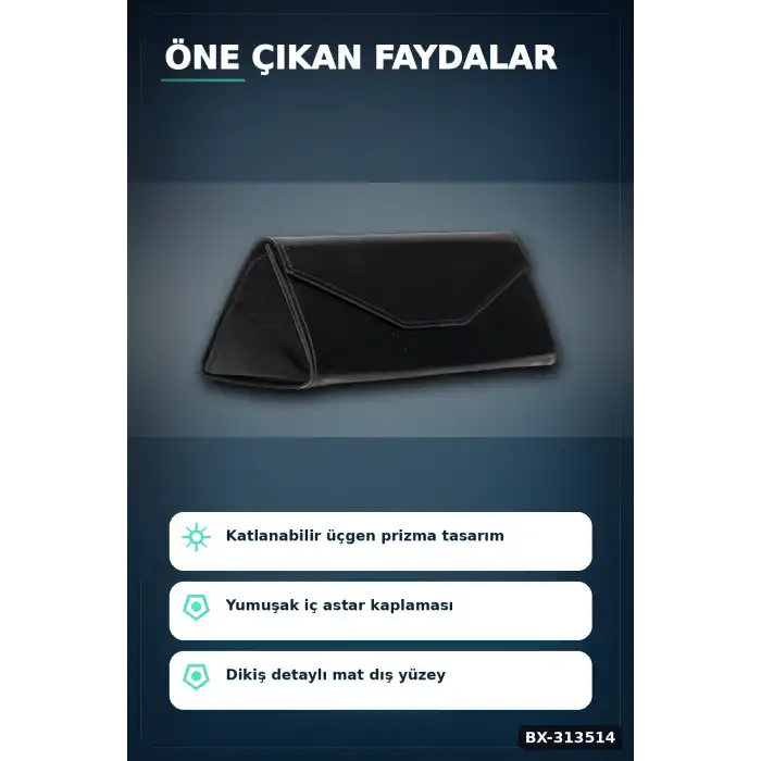 El Işi Hakiki Deri Siyah Gözlük Kılıfı 15.5x6 Cm Erkek Kadın Hediyelik BX-313514