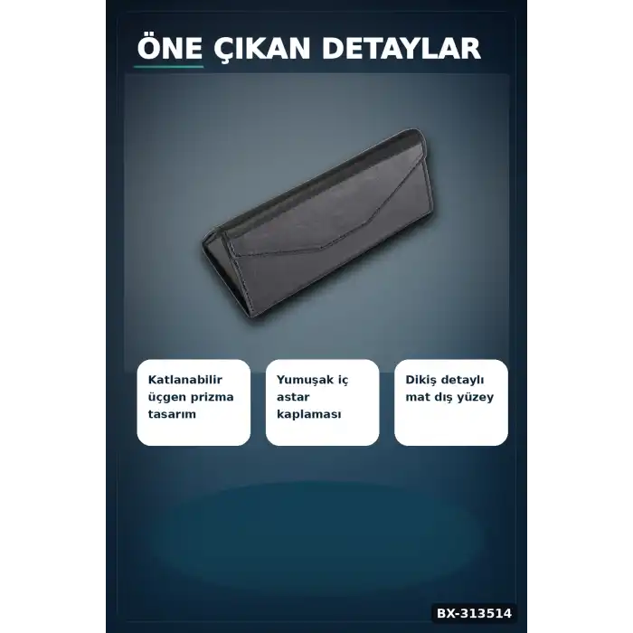 El Işi Hakiki Deri Siyah Gözlük Kılıfı 15.5x6 Cm Erkek Kadın Hediyelik BX-313514