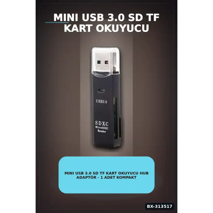 Mini Usb 3.0 Sd Tf Kart Okuyucu Hub Adaptör - 1 Adet Kompakt Veri Aktarıcı Pc Tablet İçin BX-313517