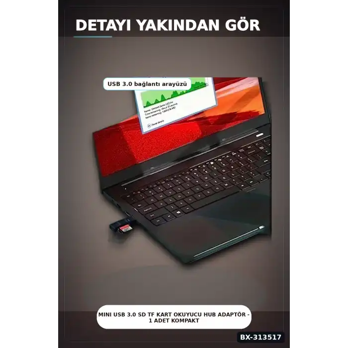 Mini Usb 3.0 Sd Tf Kart Okuyucu Hub Adaptör - 1 Adet Kompakt Veri Aktarıcı Pc Tablet İçin BX-313517