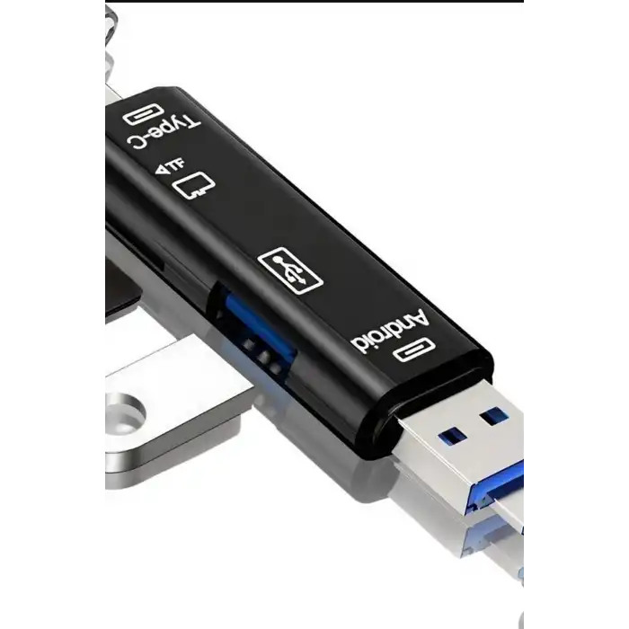 Tip-C Micro Usb Girişli 5li Çok Fonksiyonlu Sd Kart Okuyucu Otg Dönüştürücü BX-313518