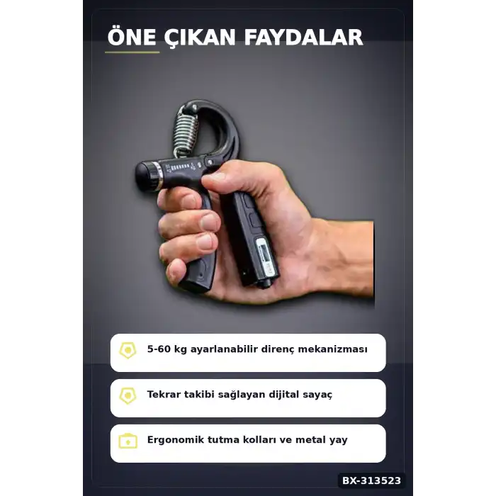 Sayaçlı 15.5 Cm El Yayı Egzersiz Aleti - Tekli Paket, Fitness Spor Ekipmanı BX-313523