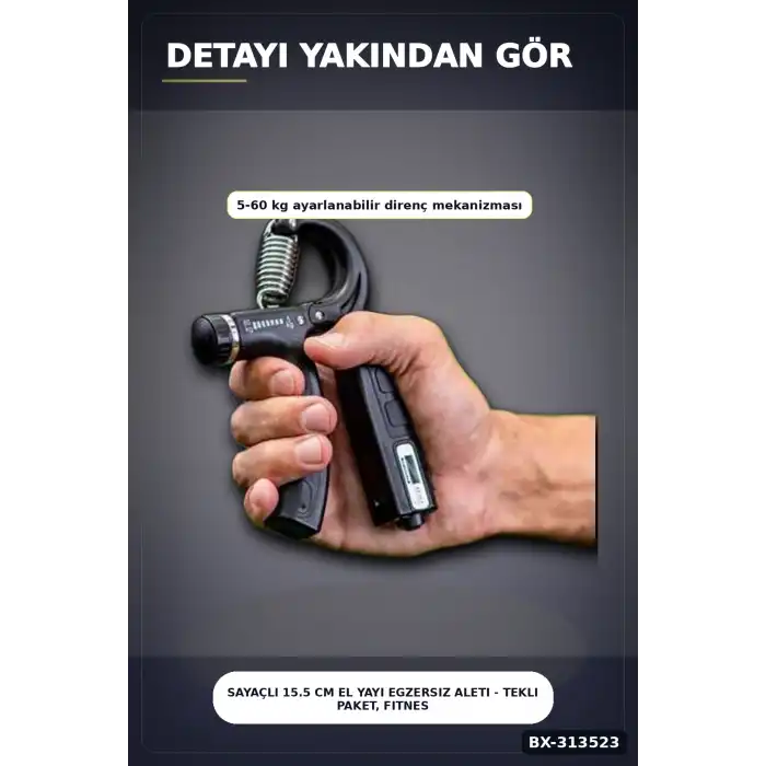Sayaçlı 15.5 Cm El Yayı Egzersiz Aleti - Tekli Paket, Fitness Spor Ekipmanı BX-313523