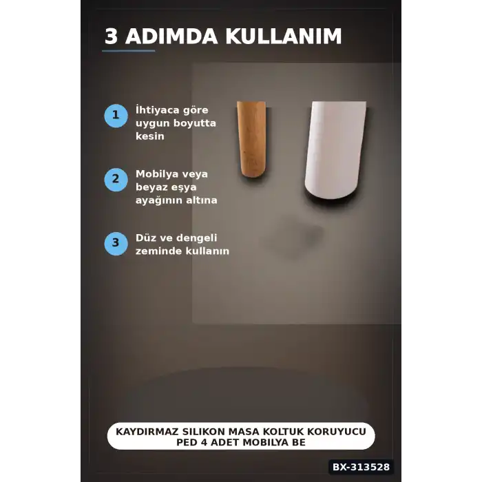 Kaydırmaz Silikon Masa Koltuk Koruyucu Ped 4 Adet Mobilya Beyaz Eşya İçin BX-313528
