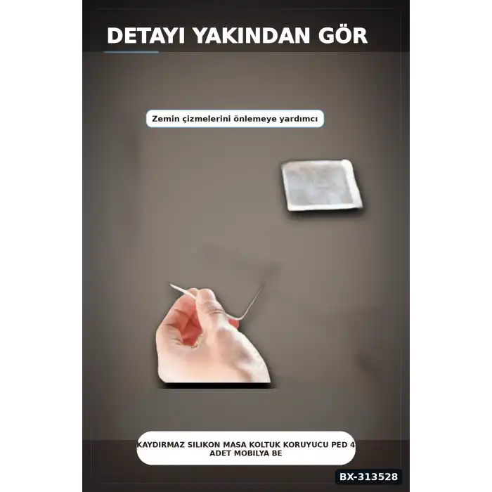 Kaydırmaz Silikon Masa Koltuk Koruyucu Ped 4 Adet Mobilya Beyaz Eşya İçin BX-313528