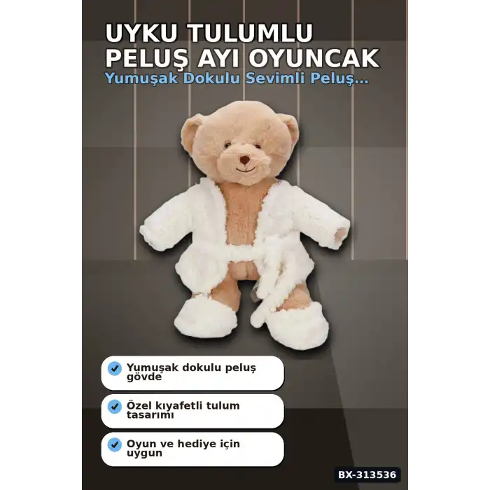 Uyku Tulumlu Yumuşak Peluş Ayıcık Oyuncak 40 cm 0,295 kg Hediye İçin Sevimli BX-313536