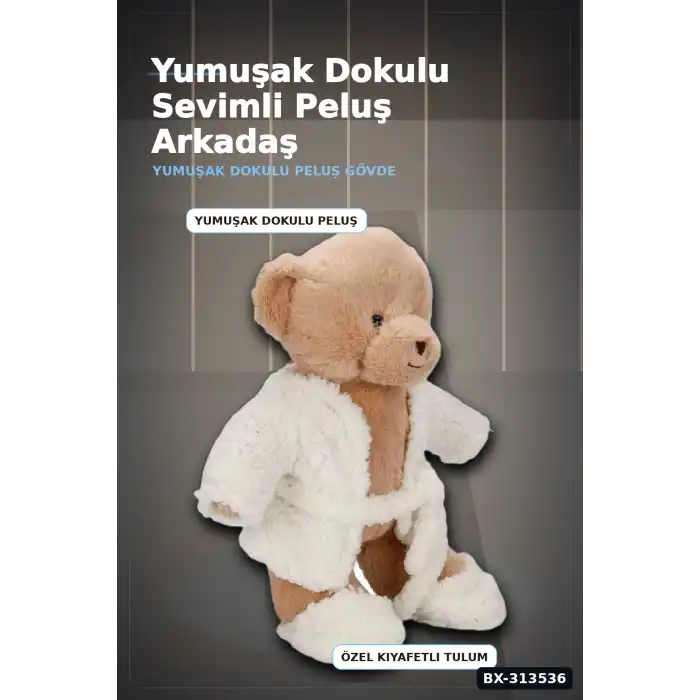 Uyku Tulumlu Yumuşak Peluş Ayıcık Oyuncak 40 cm 0,295 kg Hediye İçin Sevimli BX-313536