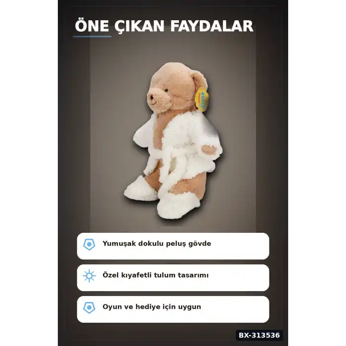 Uyku Tulumlu Yumuşak Peluş Ayıcık Oyuncak 40 cm 0,295 kg Hediye İçin Sevimli BX-313536