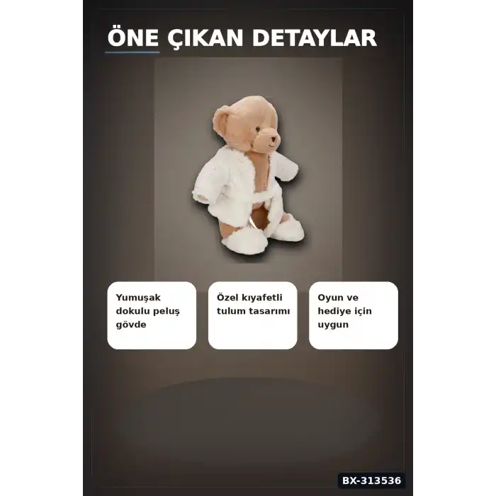 Uyku Tulumlu Yumuşak Peluş Ayıcık Oyuncak 40 cm 0,295 kg Hediye İçin Sevimli BX-313536