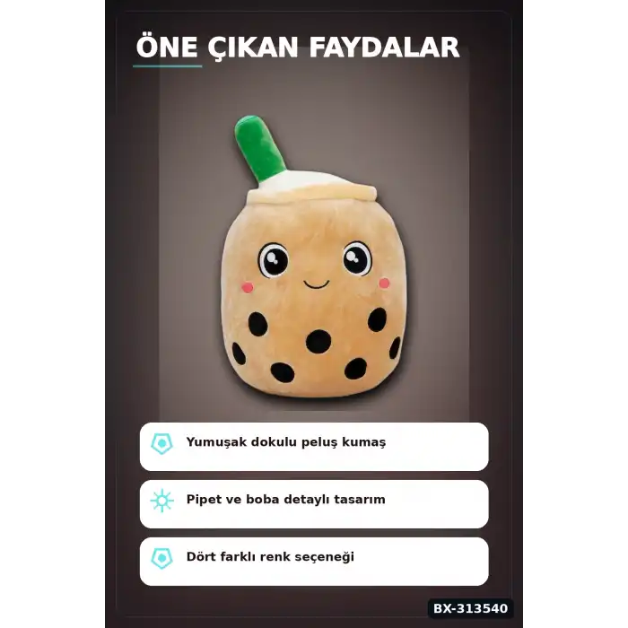 35 Cm Bubble Tea Peluş Oyuncak 1 Adet Rastgele Renk Sevimli Hediye Peluş BX-313540