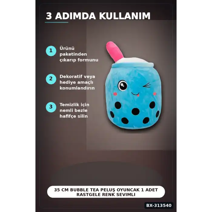 35 Cm Bubble Tea Peluş Oyuncak 1 Adet Rastgele Renk Sevimli Hediye Peluş BX-313540