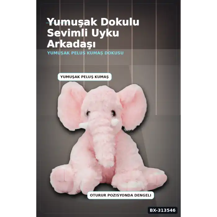 Peluş Fil Oyuncak 30 cm Yumuşak Dolgulu - Tekli Paket, Bebek ve Çocuk İçin Renk Seçenekli BX-313546