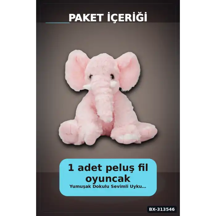 Peluş Fil Oyuncak 30 cm Yumuşak Dolgulu - Tekli Paket, Bebek ve Çocuk İçin Renk Seçenekli BX-313546