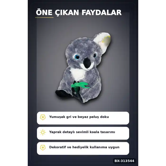 30 cm Yumuşak Bambulu Peluş Koala Oyuncak - Çocuk Odası Hediyelik Dekor BX-313544